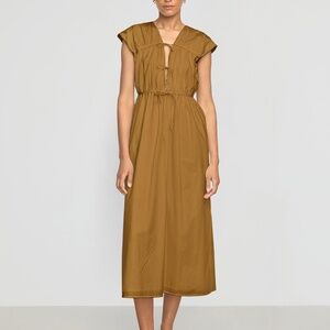 Modern Citizen Shreya Tie-Front Organic Cotton Dress Size SLight Ochre / S